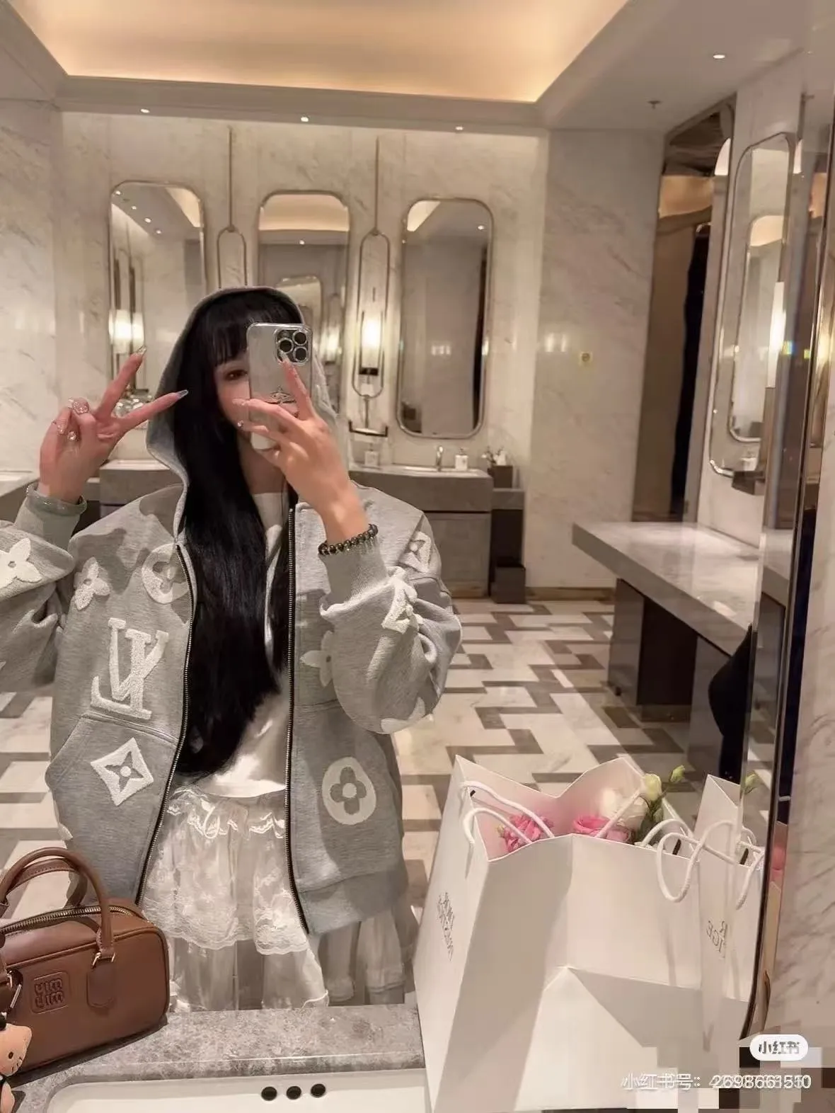 Louis Vuitton/Louis Vuitton towel logo zipper hooded sweatshirt jacket
